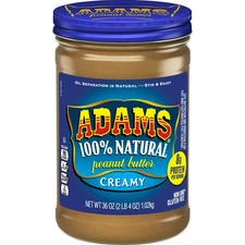 Adams Natural Creamy Peanut Butter 36oz Smooth Spread All-Natural No Added Sugar