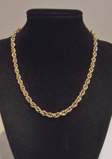 Vintage, Gold Plated Metal,Classic Style Triple Link Rope Chain 16"L Necklace