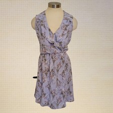 Purple Floral Chiffon Wrap Dress Everly Sleeveless Tie Back Size Medium