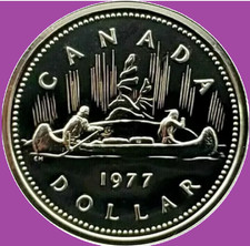 1977 Canada Voyageur SPECIMEN Nickel Dollar Coin. UNC $1