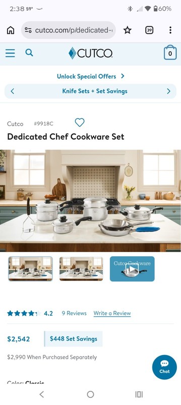 Cutco pots Pan Set With Lids/ Dedicated Chef Set cookware stainless steel 