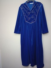 VTG Appel Soft Velvety Velour Robe Half Zip Long Sleeve Embroidered Size Small