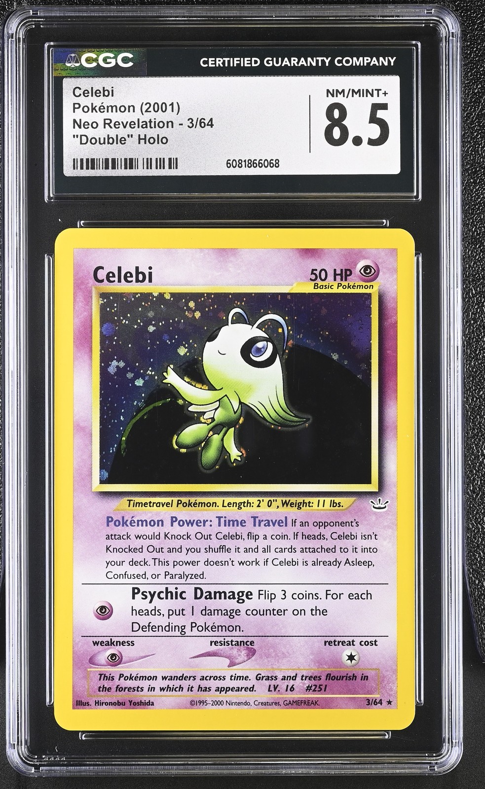 CGC 8.5 Celebi 2001 Neo Revelation 3/64 "Double" Holo Pokemon Card