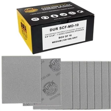 Medium Cut Sanding Sponges, 10/Box - 5.5" x 4.5" (120 to 180 Grit) Wet/Dry