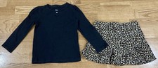 Girl's Gymboree Outfit size 5 - Black Top w/Leopard Skort EUC