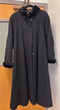 Vintage Women s Wool Donny Brook Long Full Length Wool Coat Faux Fur Trim Black