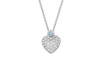 Viventy Collier Mit Herz 925/- Silber Rhodiniert 45Cm, 33 Zirkonia, 1 Blautopas