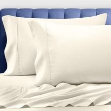 100 Luxury Cotton King Size Pillow Case Ivory, 1000 Thread Count 100 Long S...