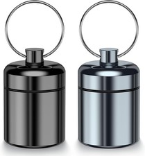 2 Pack Mini Pill Case Small Holder Keychain for 2 Pack, Black  Grey