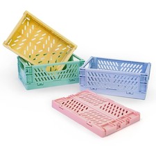 4-Pack Mini Plastic Baskets For Organizing and Small, Pink/green/blue/yellow