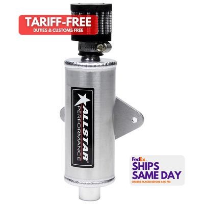 Allstar ALL36142, One Natural Aluminum Mini Breather Tank Panel Mount Performanc