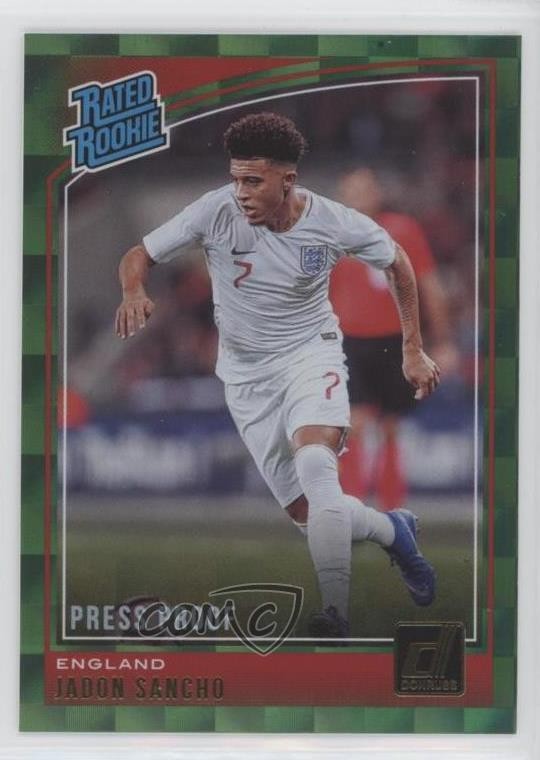 2018-19 Panini Donruss Rated Press Proof Green Jadon Sancho #189 Rookie RC 0ny1