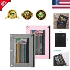 Pencil Pouch for 3 Ring Binder, 2 Pack Fabric Binder Pouch with 2 Pockets, Pe...