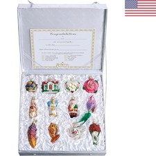 Traditional 12-Piece Glass Ornament Set for Timeless Holiday Celebrations