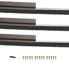 Door Brush Sweeps 0.59" x 39.37", 3 Sets Door Bottom Sweep, Brown/Black