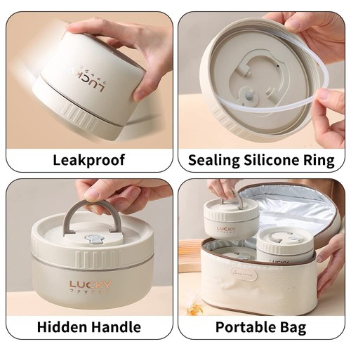 Portable Insulated Lunch Containers, Stainless Steel Bento Adult Lunch with I... - Bild 7 von 8
