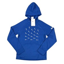 Nike Therma-Fit Big Kids Boys Swoosh Logo Hoodie DD8530-480 Blue Size Medium