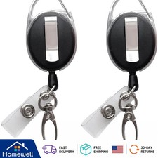 Heavy-Duty Retractable ID Badge Reel with Claw Clasp - 2 Pack for Professionals
