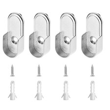 4 Pack Oval Closet Rod End Supports with 1 Mounting Hole, Wardrobe Bracket Ro...
