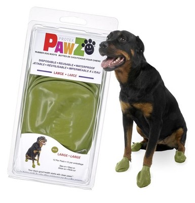 Protex Pawz Large Dog Rubber Boots Olive Reusable Disposable Paw Protectors, New