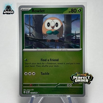 Rowlet 010/088 Reverse Holo Pokemon TCG: Perfect Order Card MINT SHIPS TODAY!
