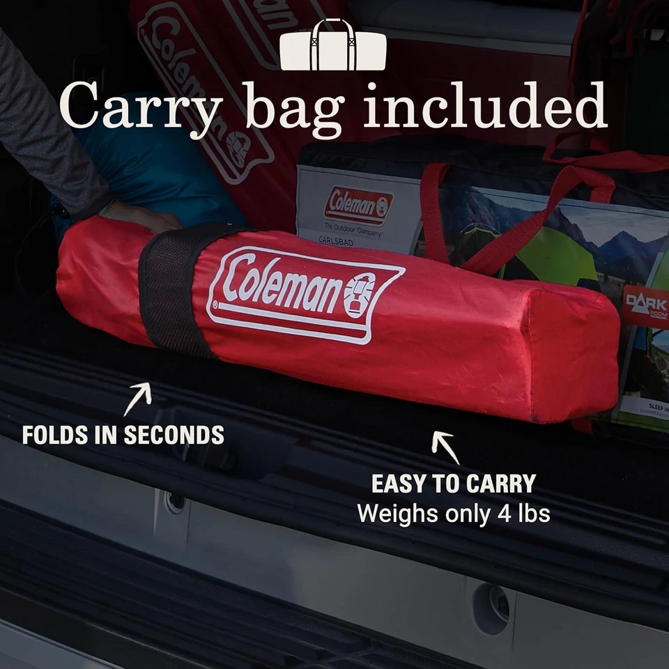 Silla de camping cuádruple de malla de banda ancha Coleman con bolsa de transporte y portavasos, roja  Foto 4 de 4