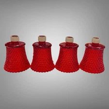 Vintage Red Glass Hobnail Votive Cup Candle Holder Set Of 4