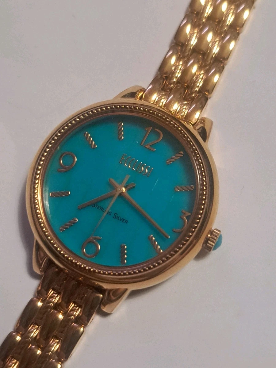 Vintage Ecclissi Sleeping Beauty turquoise 14k gold-plated sterling silver watch Ecclissi Sleeping Beauty Turquoise Sterling Silver Watch main image 3
