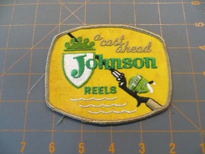 Vintage Fishing Patch - Johnson Reels - 4 1/2 x 3 3/4 inch