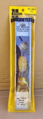 Vintage Stanley No. 364 Bubble Level 9'' Metal Torpedo Magnet Holder Made in USA