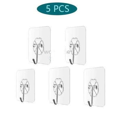 1-20 HAKEN SELBSTKLEBEND STARK KLEBEND STRAPAZIERFÄHIG WAND NAHTLOS TRANSPARENT HAKEN