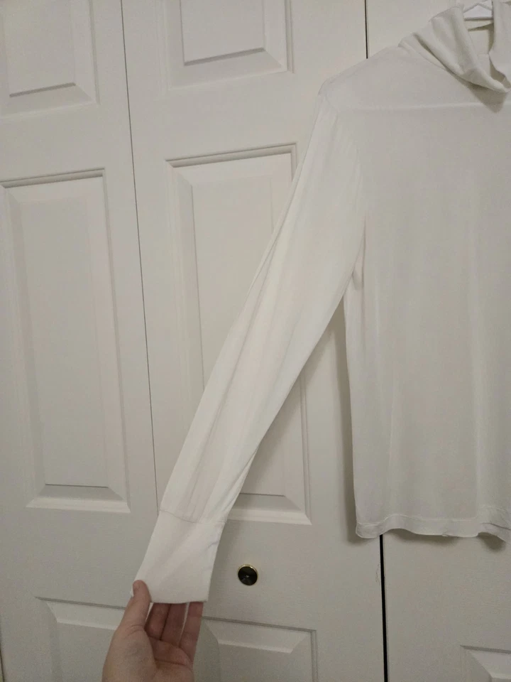 L.L. Bean Mujer 100% Seda Capa Base Cuello Alto en Blanco Talla Mediana Foto 2 de 4