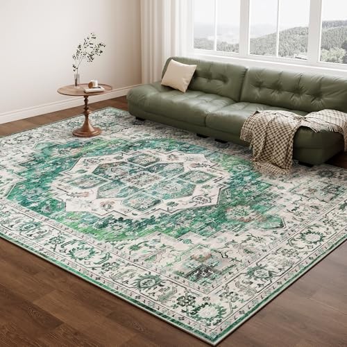 5x7 Rugs for Living Room, Soft Non-Slip Washable Area Rugs, 5'x7' D12-green