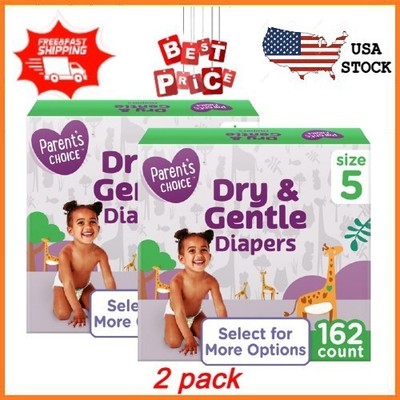 NEW 2 pack Parent's Choice Dry & Gentle Diapers Size 5, 162 Count FREESHIPPING
