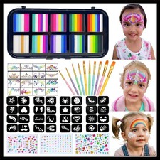 Beginner-Friendly Face Painting Kit: 10 Split Cakes Gem Stickers Included