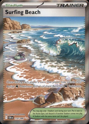 Pokemon Surfing Beach (114/126) Chaos Rising NM HOLO