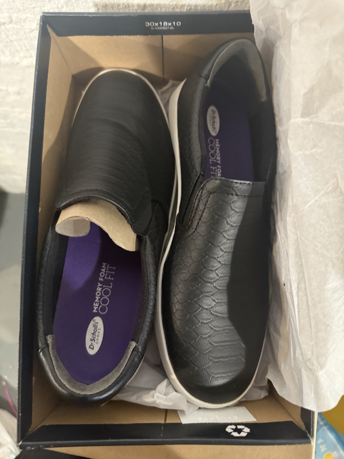 Dr. Scholls Madison Black Python Round Toe Memory… - image 1