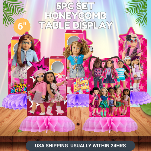 AMERICAN GIRL Muñeca Plato Cumpleaños Fiesta Suministros Globo Centro de Mesa Decoración - Imagen 22 de 66