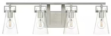 Clermont 30.75" Brushed Nickel Bathroom Vanity Light with Seeded Glass Shade