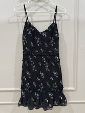 Abercrombie & Fitch Smocked Ruffled Black Floral Mini Dress Size Medium