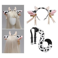 Cow Costume Set Fancy Dress Headwear Props Cow Headband and Tail for Women