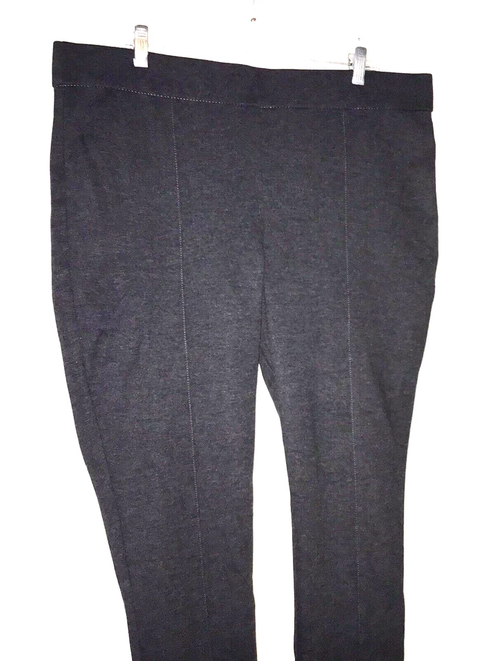Calça Anne Klein Pull On Tornozelo Perna Magra Feminina 2XL Cinza Ponte Malha Elástica - Imagem 2 de 4