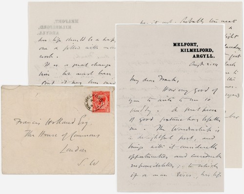 1914 LETTER FRANCIS PEMBER KILMELFORD ARGYLL to FRANCIS HOLLAND HOUSE OF COMMONS - 第 1/5 張圖片