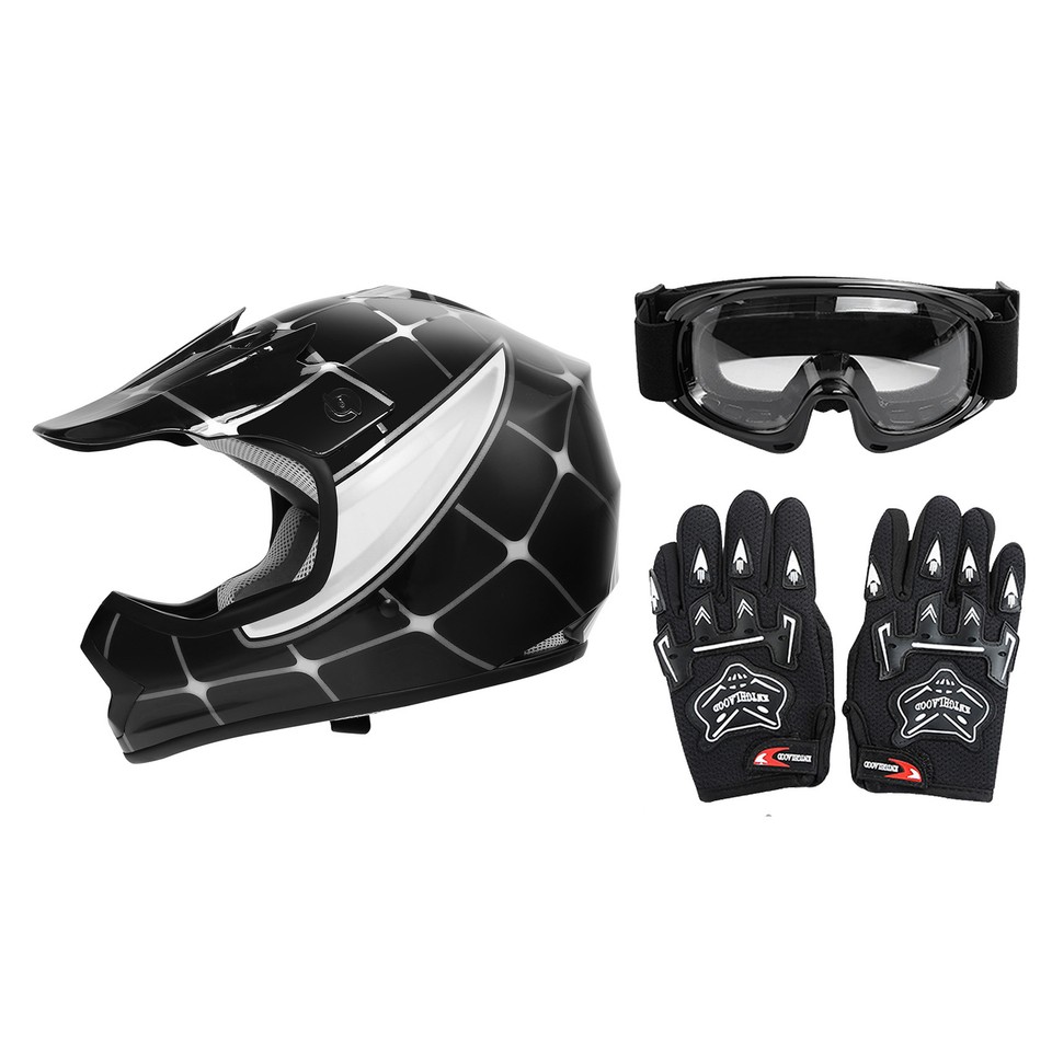 DOT Approved Youth Kids Motorcycle Helmet - Full Face Offroad Dirt Bike ATV Helmet S M L XL