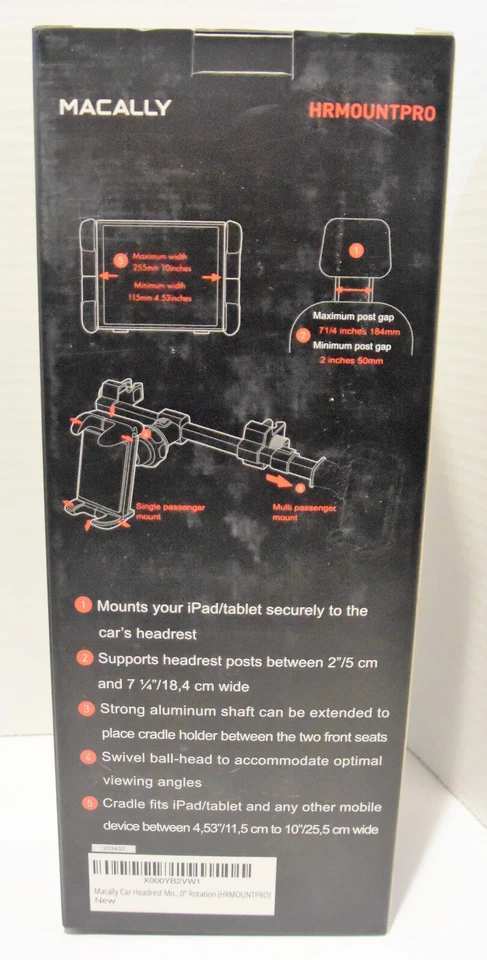 Macally HRMOUNTPRO Car Headrest Tablet Mount Holder for Apple - Black - Image 3 of 4