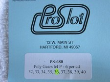 PRO SLOT POLY GEAR 64 PITCH 36 TOOTH 1 GEAR PER PACKAGE PS-680