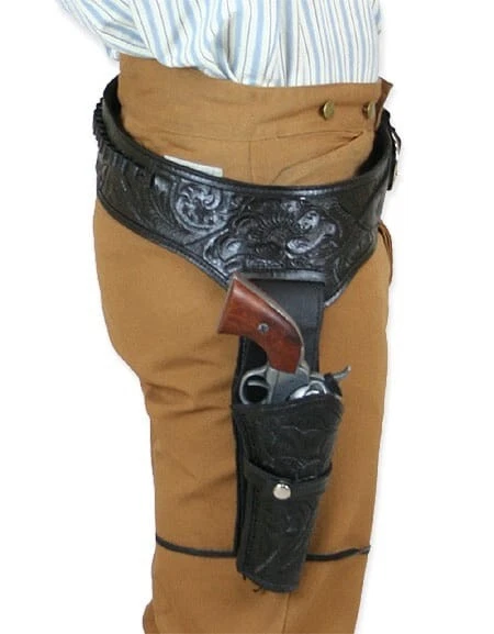Western Leather Gun Holster Belt Tooled .22 .357 .44/.45 Cal Revolvers Cowboy - Image 4 of 4