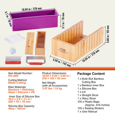 Bamboo Soap Making Kit with Silicone Mold and Stainless Steel Cutters