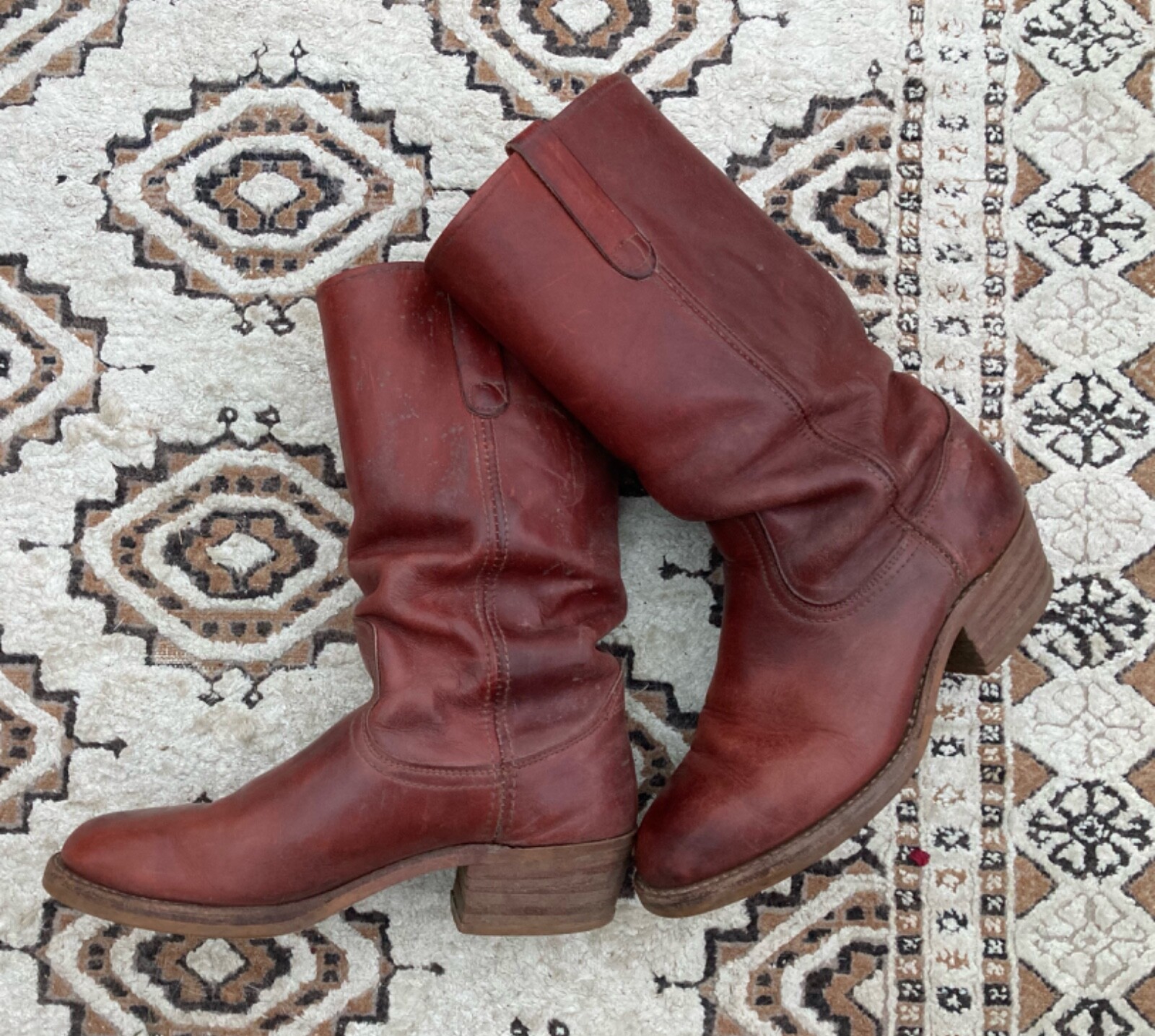 Men’s Cowboy Boots size UK 9.5 brown leather, hardly worn, bought in