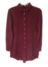 Attitudes by Renee Textured Tunic Shirt Blackberry 2XS Button A372053 Women WB5